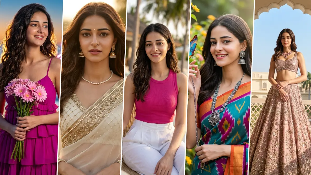 Ultra realistic Indian portrait AI photoshoot with saree, lehenga and modern lifestyle outfits in natural lighting