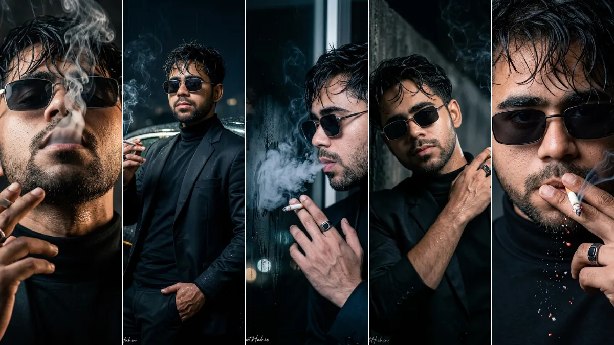 Ultra realistic cinematic portrait of man with smoke effect, dark aesthetic AI generated prompt style