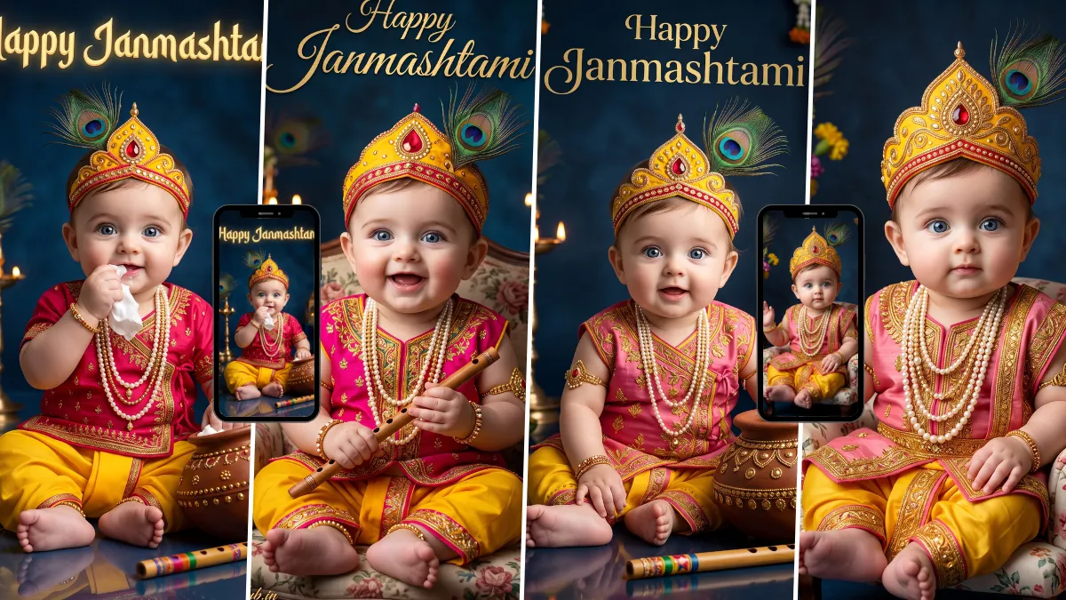 AI Krishna photo prompts for Janmashtami featuring beautiful baby Krishna images