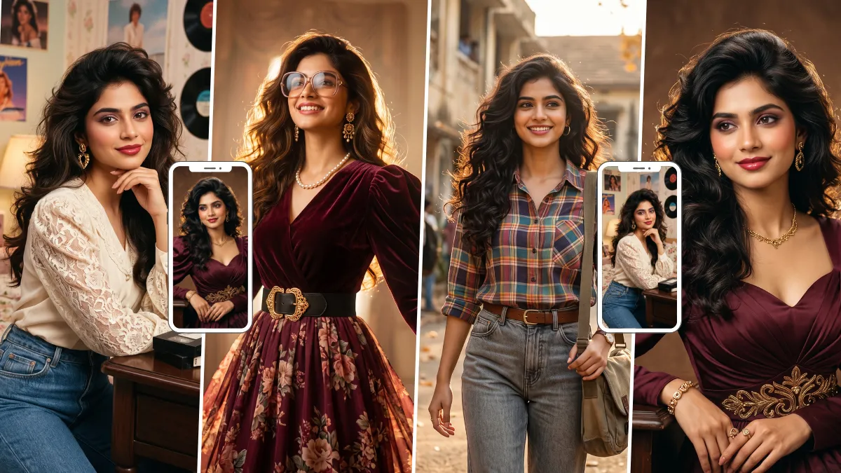 Stylish women in 90s-inspired fashion created with AI photo editing prompts
