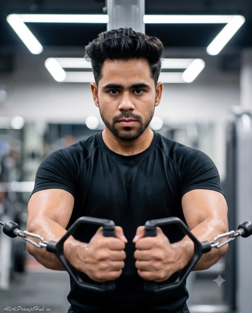 Men's gym workout portrait, AI-generated fitness photo