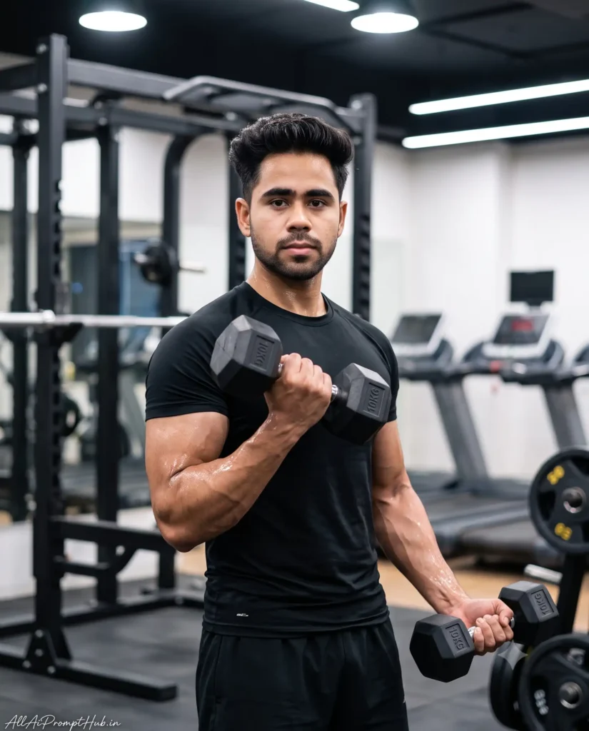 Muscular male gym portrait created with a Gemini AI prompt