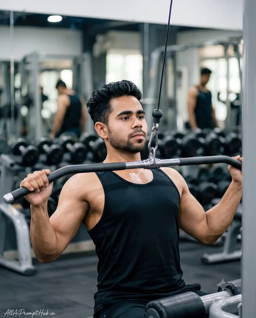 Muscular male gym model, AI-generated portrait