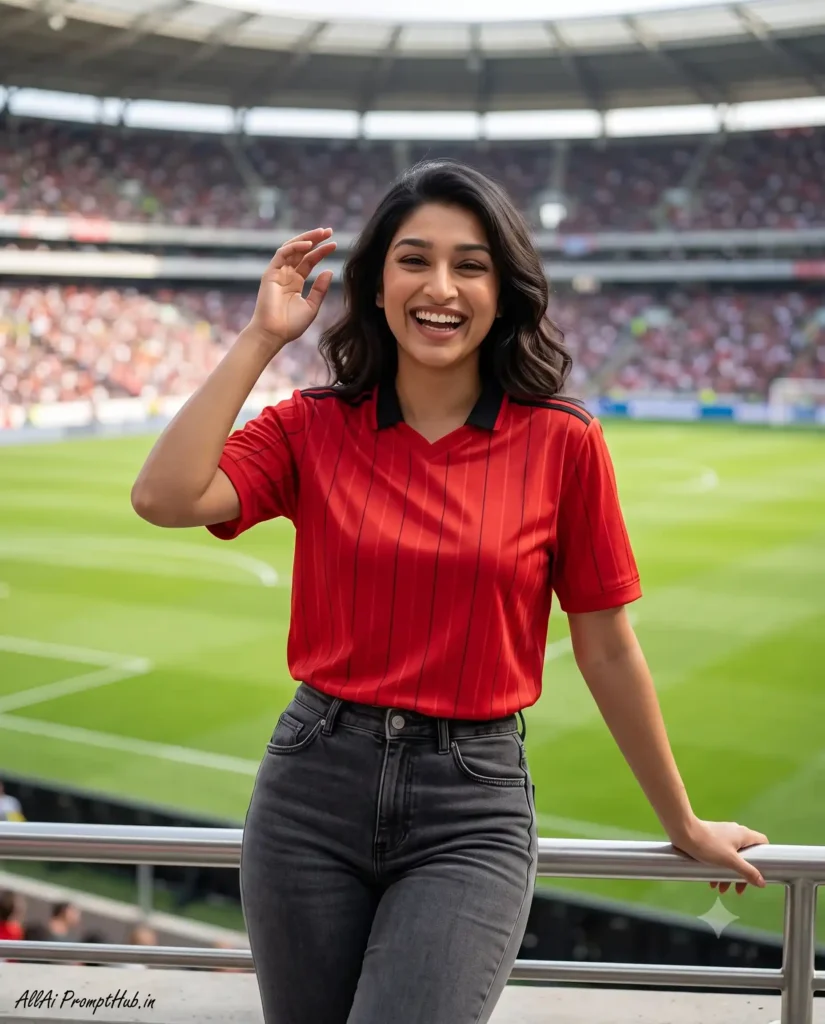 Football girl in a match-day outfit, AI-generated portrait