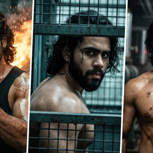 Cinematic action AI photo editing prompts for men featuring ultra realistic male action portraits