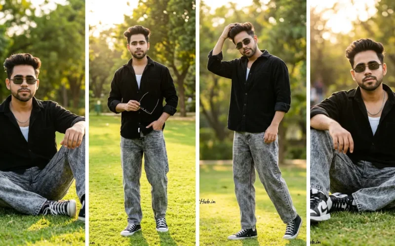 Best AI Prompts for Realistic Male Fashion: Create Photorealistic Outdoor Park Portraits with Black Corduroy Style