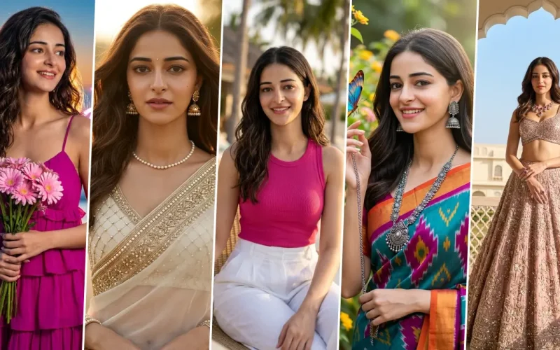 Ultra realistic Indian portrait AI photoshoot with saree, lehenga and modern lifestyle outfits in natural lighting