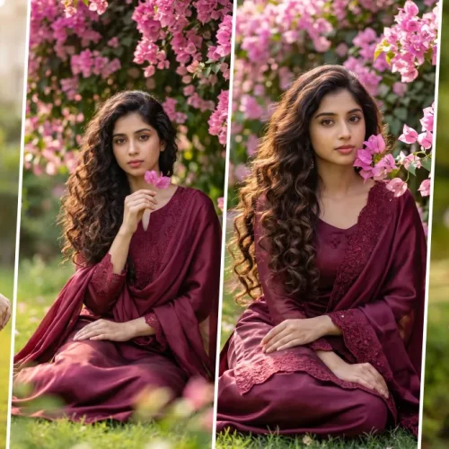 Ultra realistic Indian girl garden portrait AI prompt for cinematic photography