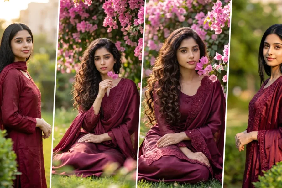 Ultra realistic Indian girl garden portrait AI prompt for cinematic photography