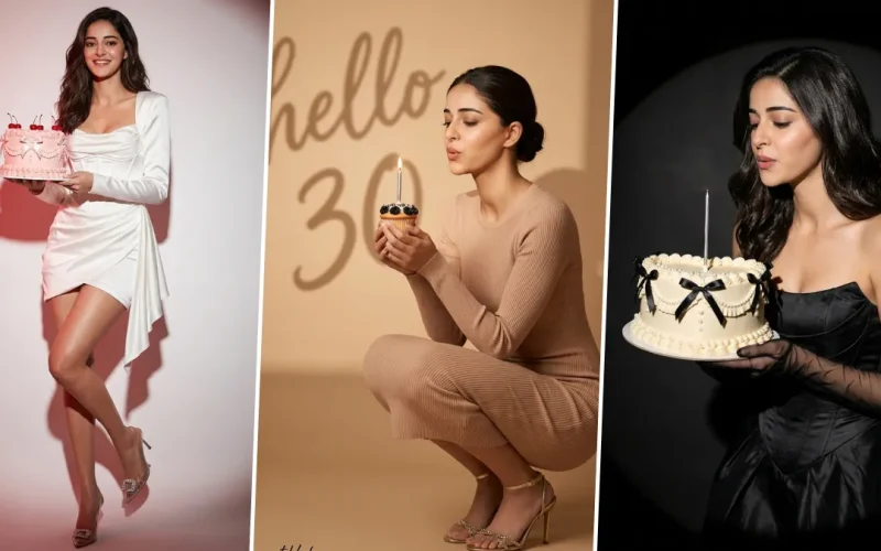 Ultra realistic birthday photoshoot AI portrait with cake, candle and aesthetic celebration lighting