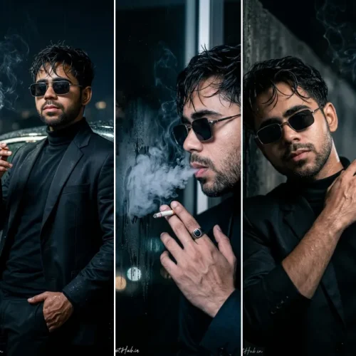 Ultra realistic cinematic portrait of man with smoke effect, dark aesthetic AI generated prompt style