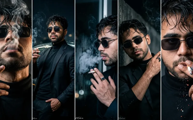 Ultra realistic cinematic portrait of man with smoke effect, dark aesthetic AI generated prompt style