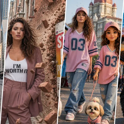 “Cinematic AI-generated street style fashion portraits featuring urban city background, hyper-realistic lighting and modern outfits for Midjourney prompts”