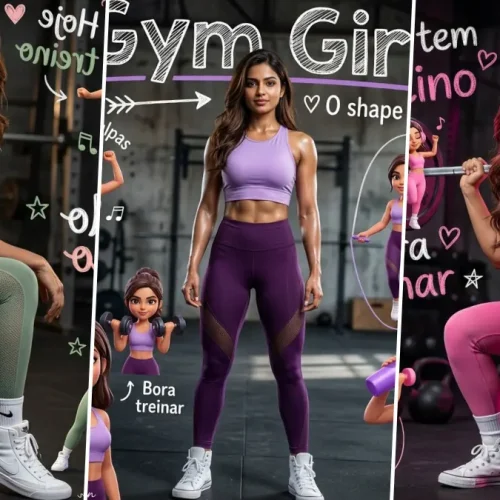 Fitness model performing workout poses in gym, hyper realistic AI portrait prompts